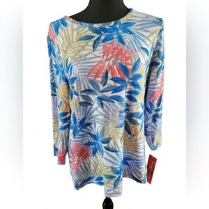 Rebecca Malone Multicolor Leaf Print Top